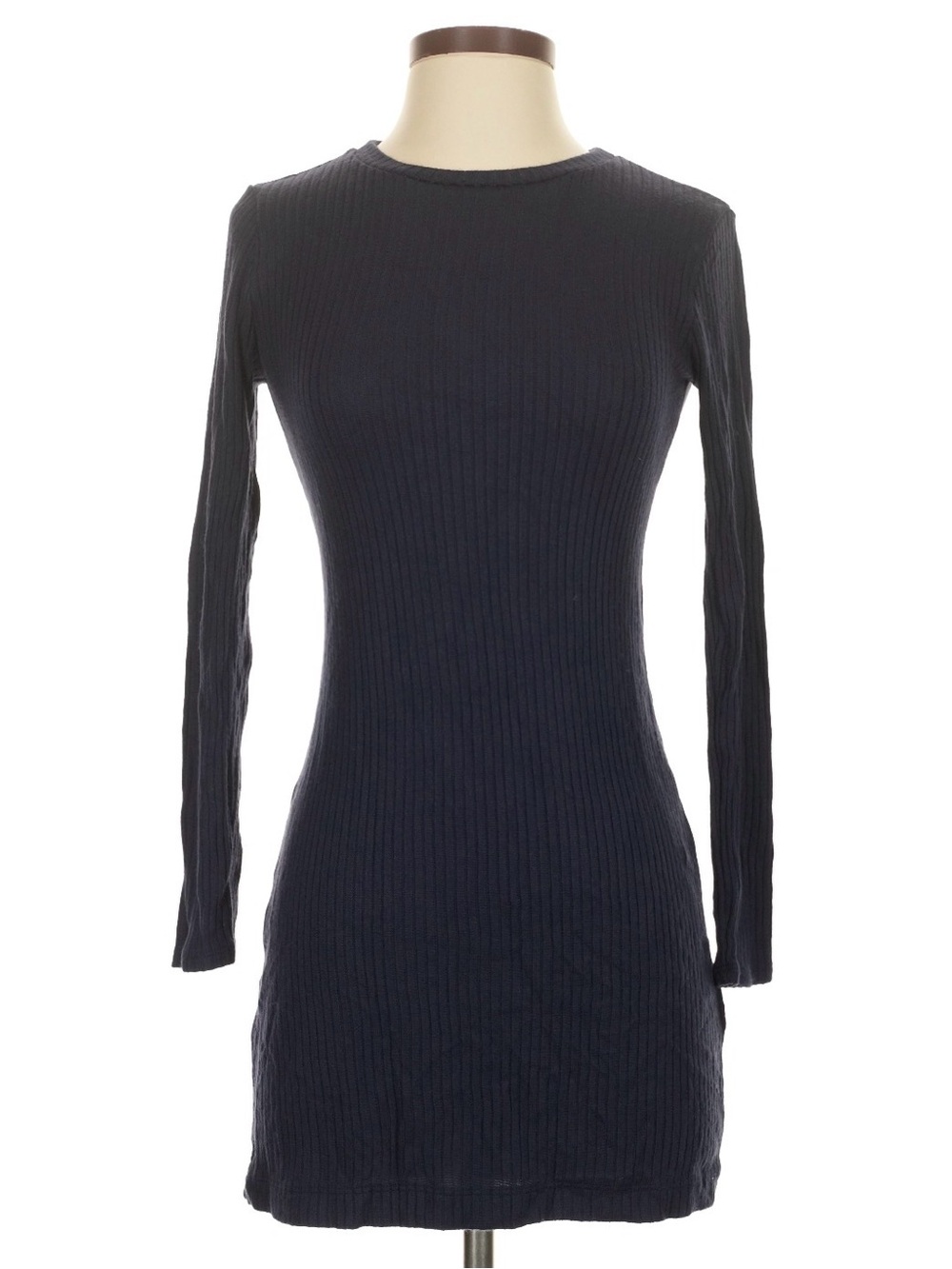 Reformation Jeans Long Sleeve Ribbed Knit Dress - Navy XS